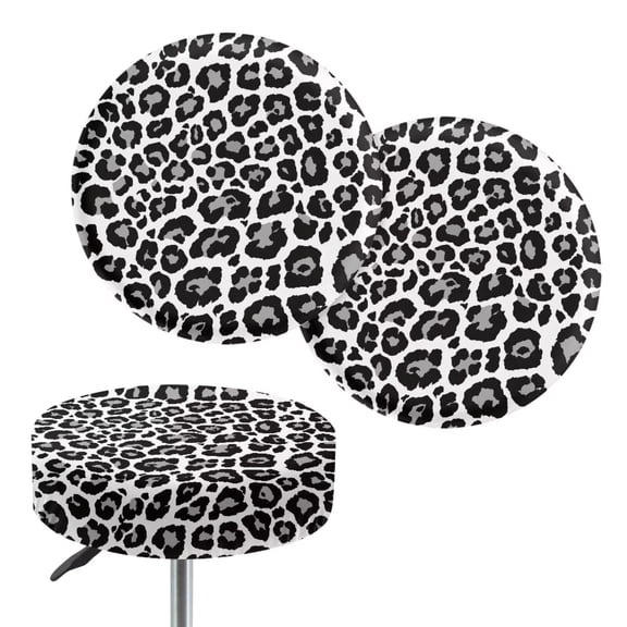 Tutolipy Leopard Print Round Stool Covers, Crease-Resistant Stretchy Bar Stool Covers, Dustproof Easy to Clean Stool Cushion Slipcovers for 12-14 Inch Round Stool Chair