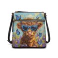 thumbnail image 1 of Tutolipy Lightweight Single Shoulder Crossbody Purse for Travel Weekend Getaways Weekend Activities, PU Leather Waterproof Adjustable Strap Design Satchel Bag, Highland Cow Floral Print, 1 of 7