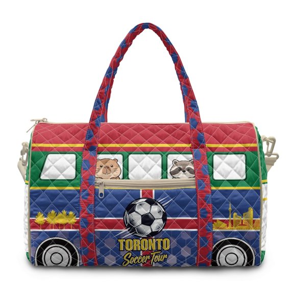 Tutolipy Lightweight Workout Duffle Bag for Women, Zipper Pockets Quilted Luggage Bag Elastic Polyester Quilted Duffle Bag Custom Soccer Bus Print
