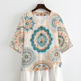 thumbnail image 1 of Tutolipy Mandala Print Linen-Style Women’s Blouse, Linen-Like Linen-Look Women's Blouse for Daily Wear Daily Outing Coastal Style, Size X-Large, 1 of 9