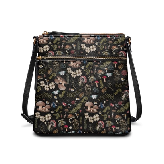 Tutolipy Mushroom Pattern Adjustable Strap Crossbody Bag for Outdoor Gathering Travel, Wear Resistant Water-Resistant Satchel Bag Waterproof Sling Bag
