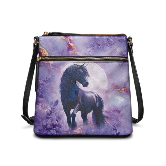 Tutolipy Mystic Moonlit Horse Crossbody Bag Purse Satchel, Lightweight Adjustable Strap Ladies Shoulder Purse Smooth Zipper for Daily Travel