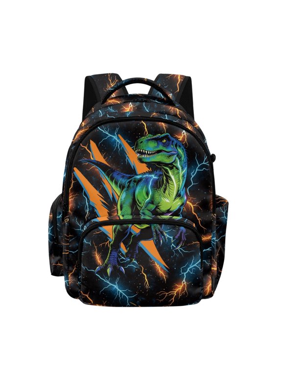 Neon Lightning Bolt Pattern Bookbag with Lightweight & Comfort Carry, Multi-Pockets All-day Wear Comfort 17 Inch Book Bag for Travel Short Distance Travel
