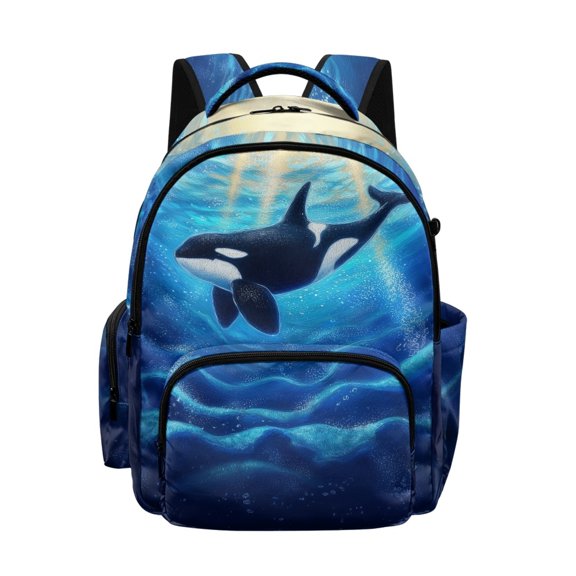 Tutolipy Orca Ocean Print Daypack with Lightweight & Stylish, Adjustable Straps Large Capacity 17 Inch Backpack for Travel Weekend Camping