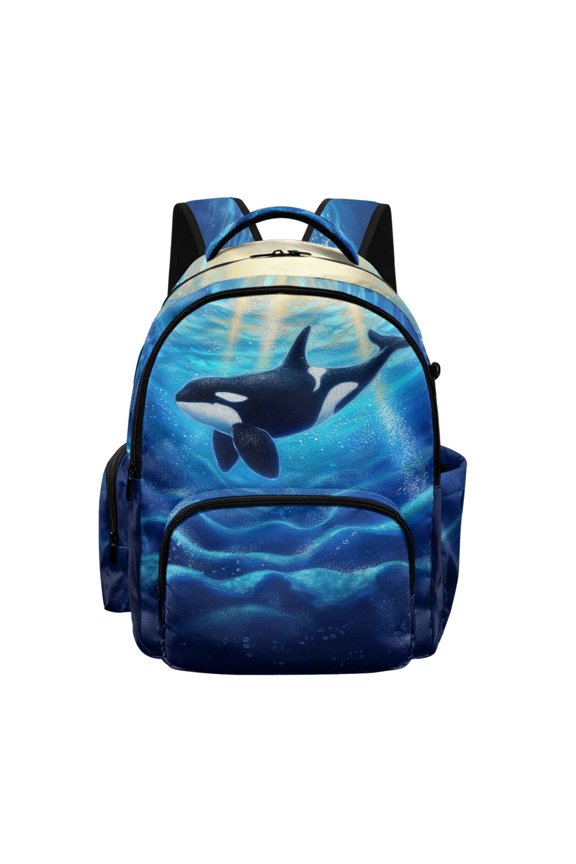 Orca Ocean Print Daypack with Lightweight & Stylish, Adjustable Straps Large Capacity 17 Inch Backpack for Travel Weekend Camping