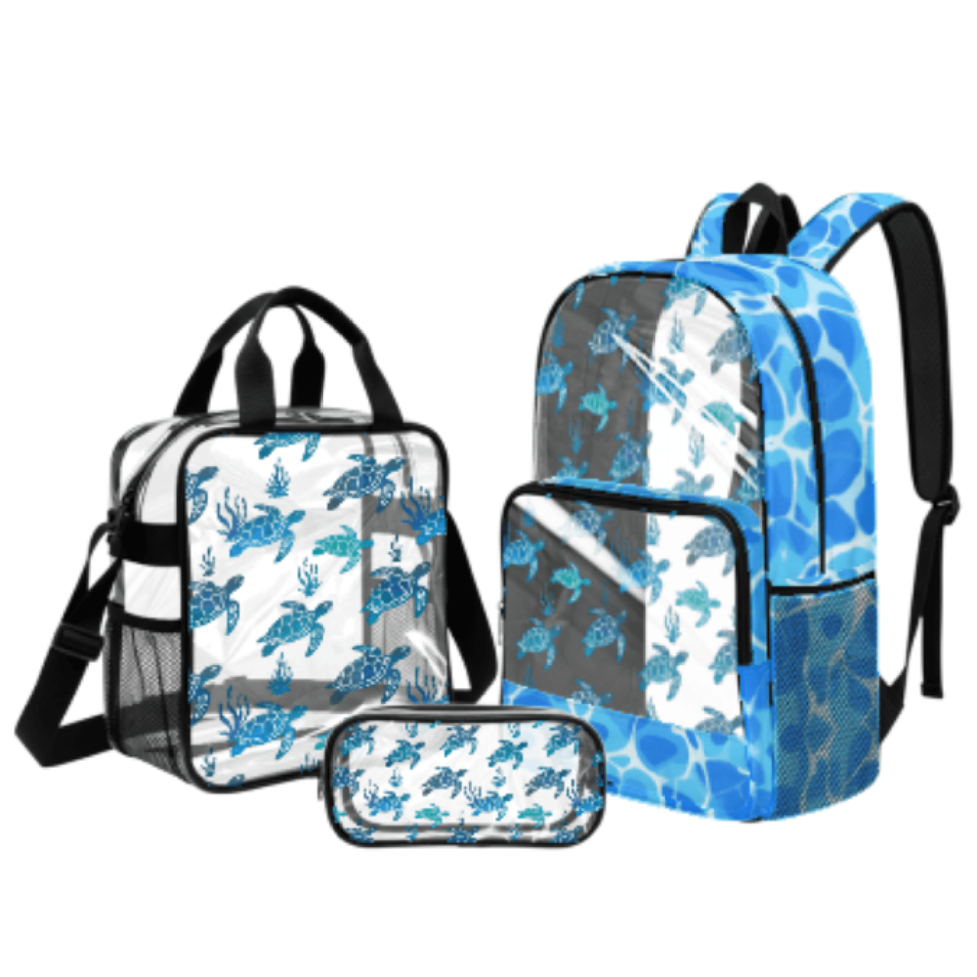 Tutolipy Dolphin PVC Clear Backpack Set, with Transparent Lunch