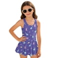 thumbnail image 1 of Tutolipy Pastel Easter Bunny Dinosaur Print Sleeveless Swim Dress for Girls, Cross Shoulder Strap Design Girls One Piece Swimsuits for Beach Pool Party Size 3-4 Years, 1 of 8