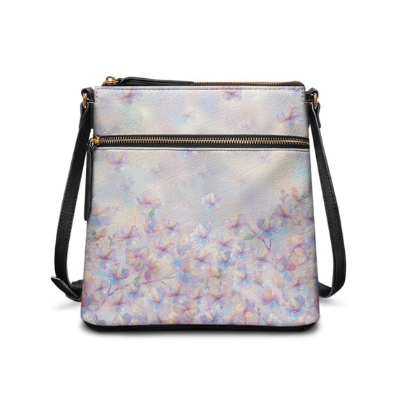 Tutolipy Pastel Floral Pattern Waterproof Single Shoulder Crossbody Bag for Travel , Lightweight Adjustable Strap Women's Shoulder Crossbody Bag Crossbody Purse