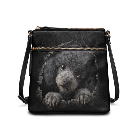 Tutolipy Poodle Print Design Waterproof Crossbody Bag for Travel Daily, Stylish Fashion Satchel Bag Water-Resistant Sling Bag