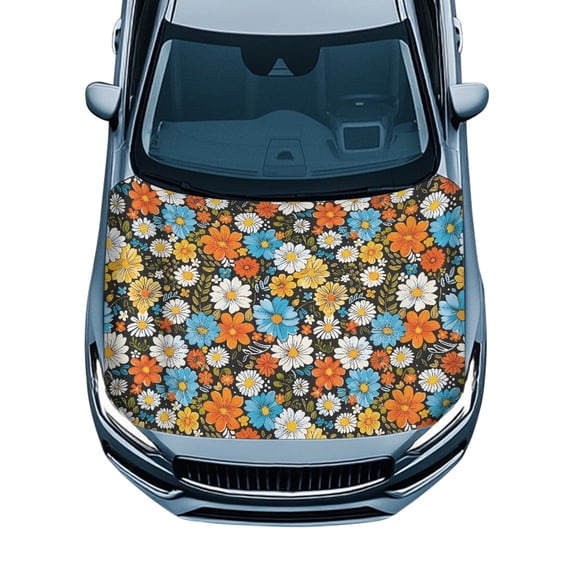Tutolipy Protective Car Hood Cover for Trucks Van Pickup, Automotive Accessories Car Hood Cover Protector, Easy Installation Flowers Car Hood Covers