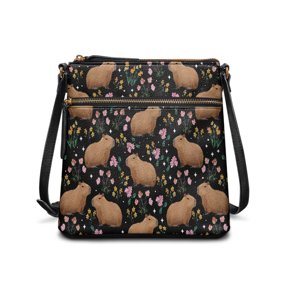 Tutolipy Smooth Zipper Satchel Bag for Travel Use Weekend Getaways, Adjustable Strap Waterproof Shoulder Purse, Capybara Pattern Design