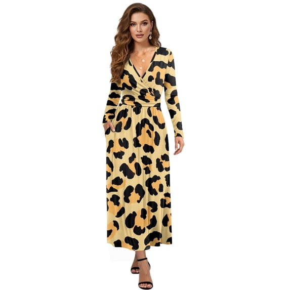 Tutolipy Star Printed Dresses for Women Flowy Casual A Line Dress V Neck Empire Waist Dress Wedding Guest Holiday Beach Long Dresses, M