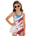 thumbnail image 1 of Tutolipy Star Stripes Girls’ Swimwear One Piece, Cross Shoulder Strap Design Bathing Suit, Comes with Lining for Beach, Size 8-9 Years, 1 of 8