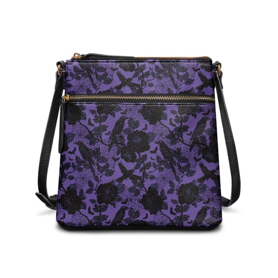 Tutolipy Versatile Crossbody Shoulder Purse for Travel Leisure Time, Lightweight Design Waterproof Shoulder Bag, Purple Floral Pattern