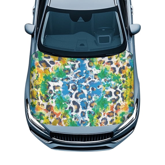 Tutolipy Washable Car Hood Cover for Trucks Van SUV, All Weather Protection Car Hood Cover Protector, Waterproof Abstract Splash Car Hood Protector Cover