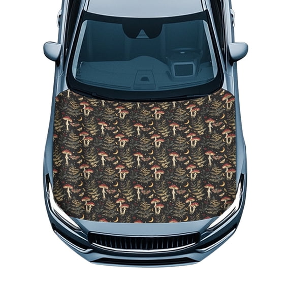 Tutolipy Waterproof Car Hood Cover for Van Pickup Trucks, Washable Automotive Accessories Auto Hood Cover Protection, Removable Mushrooms Car Hood Cover Protector