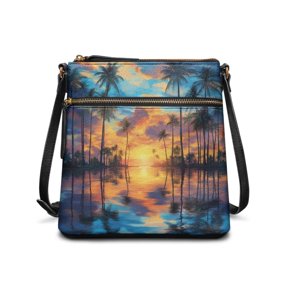 Tutolipy Waterproof Women's Shoulder Purse for Daily Use Short Trips, Versatile Durable Women's Crossbody Shoulder Purse, Sunset Print Design