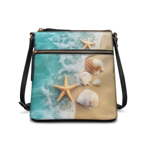 Tutolipy Waves Smooth Zipper PU Leather Crossbody Purse for Work Daily, Waterproof Adjustable Strap Women's Shoulder Crossbody Purse Lightweight Purse Satchel