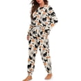 thumbnail image 1 of Tutoliy Halloween Pjs for Women Cat Pumpkin Printed Pajama Set Crewneck Nightwear Spider Web Printed Plus Size Loungewear with Pockets, L, 1 of 7