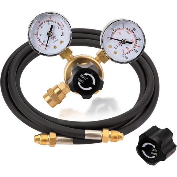 Tutor Auto Argon CO2 Regulator Gauge Welding Gas Regulator, CGA580 Inlet Connection, 0-4500PSI/0-10BAR Input Pressure, Brass, 6.6Ft Gas Hose, MIG TIG Welding