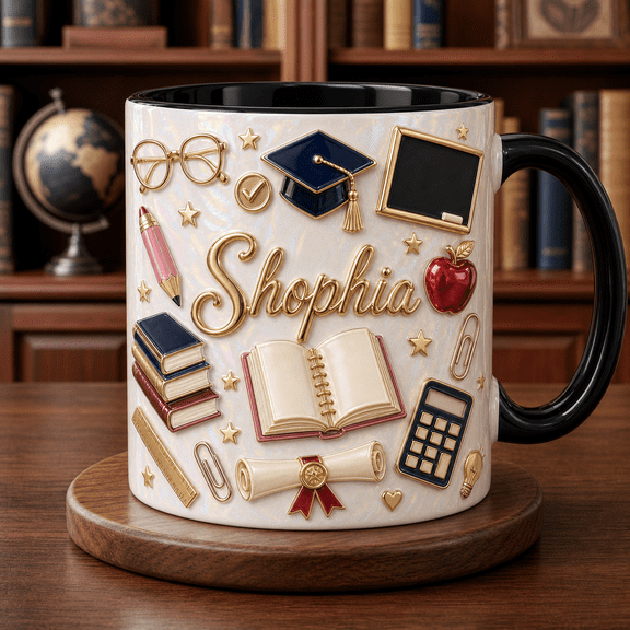 Tutor Mug 3D Effect Personalized Name Coffee Cup for Teacher Appreciation Gift