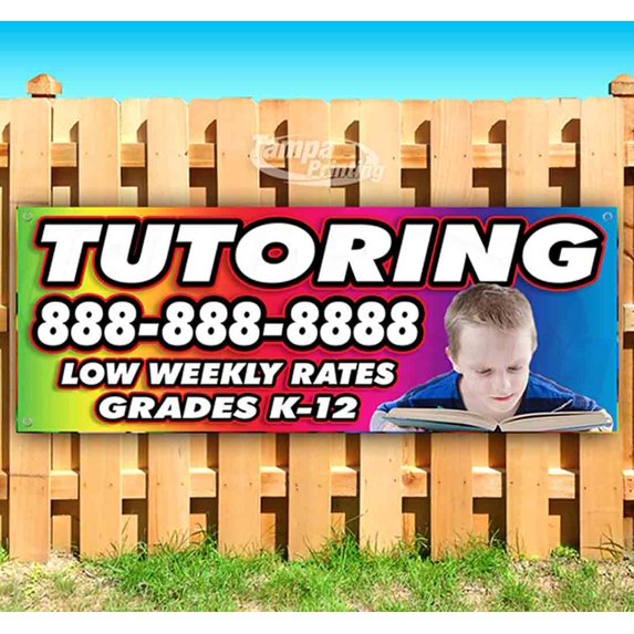 Tutoring 13 oz Vinyl Banner With Metal Grommets