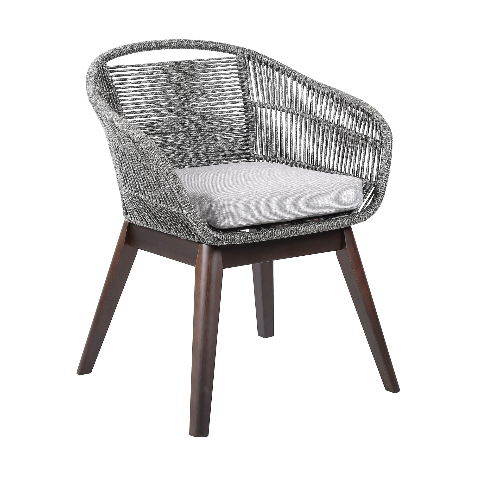 Athos Indoor Outdoor Club Chair in Eucalyptus Wood with Rope and Grey  Cushions - Bed Bath & Beyond - 33560542