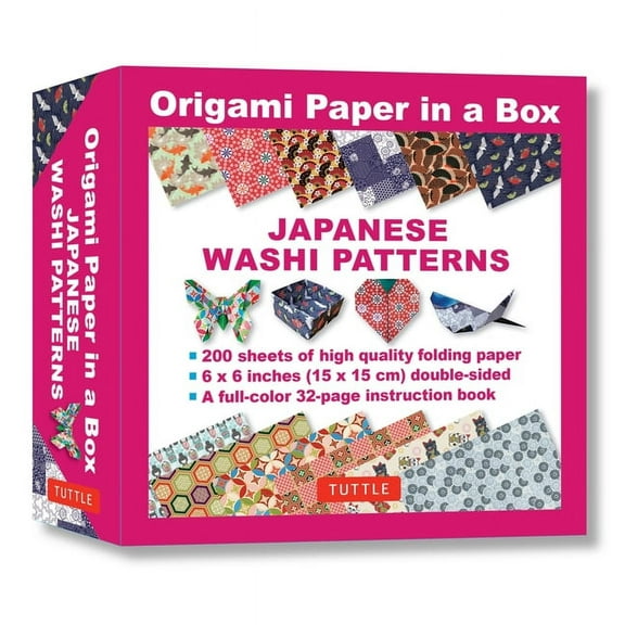 Tuttle Japanese Washi Patterns 6.7" x 2.1" x 6.6" Double Sided Color Origami Paper, 200 Sheets