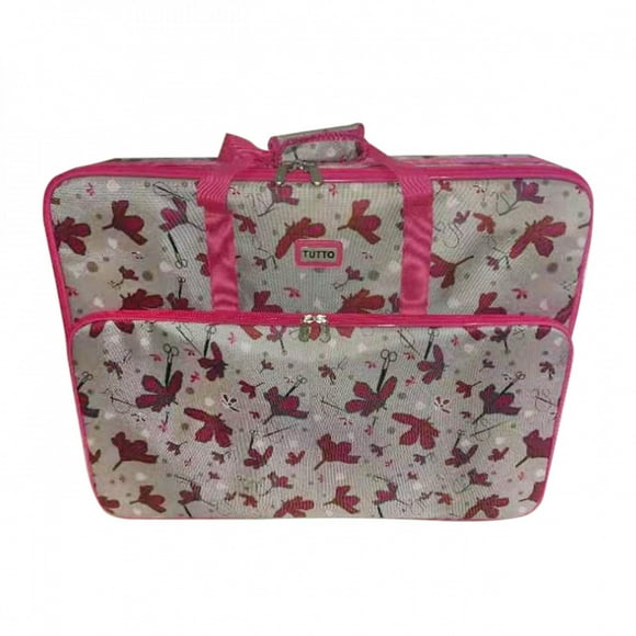 Tutto 1XL Embroidery Project Bag Rose Gray with Pink Daisies with Pink Trim