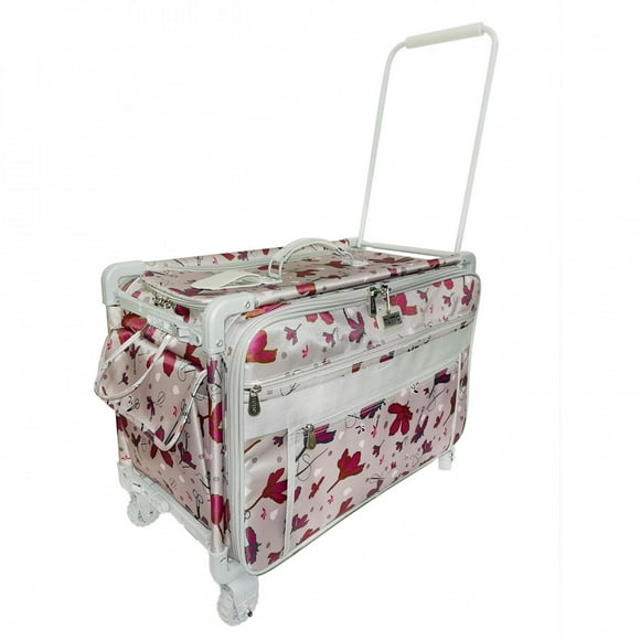 Tutto 1XL Sewing Machine Trolley Rose Gray with Pink Daisies Gray Frame