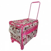Tutto 1XL Sewing Machine Trolley Rose Gray with Pink Daisies Pink Frame