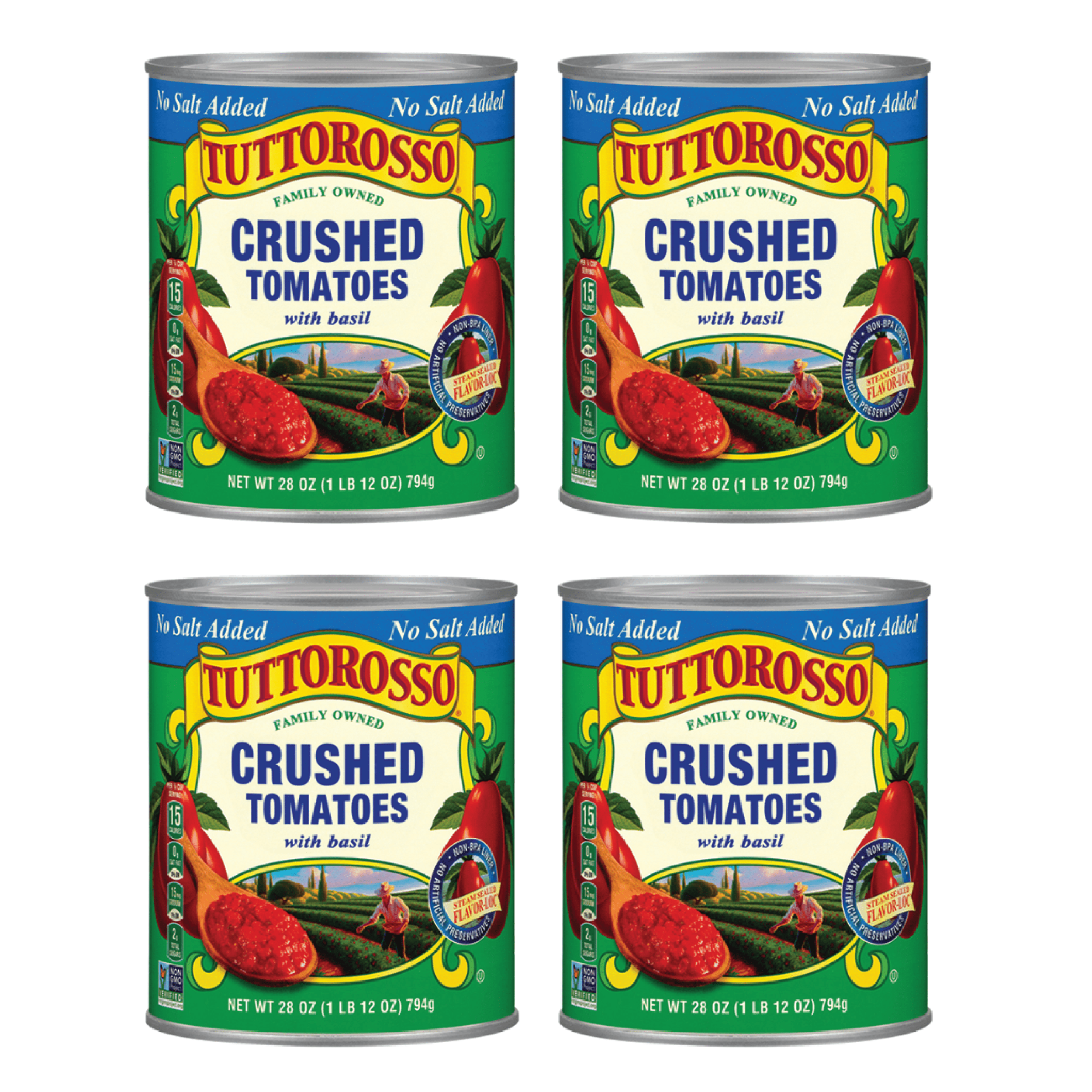 Tuttorosso Diced Tomatoes, No Salt Added, Gluten Free and Vegetarian