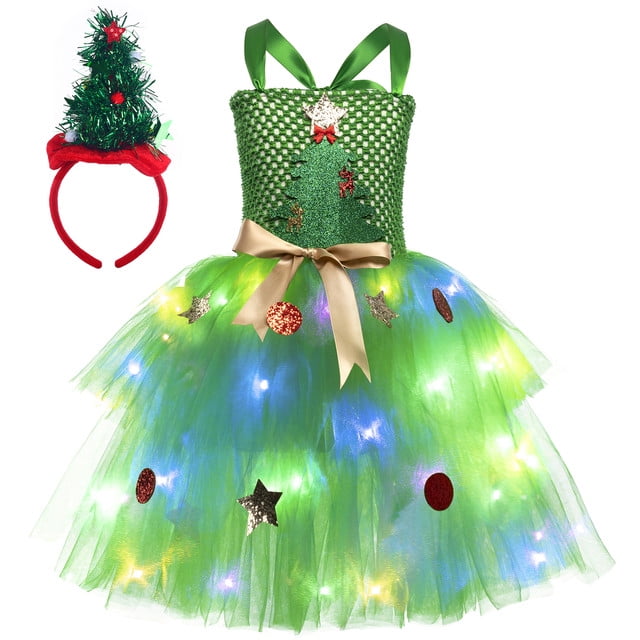 Tutu Dreams Light-up Girls Christmas Tree Costume with Headband LED ...