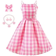 Tutu Dreams Pink Plaid Dress for Women Sleeveless Movie Cosplay Party Costume