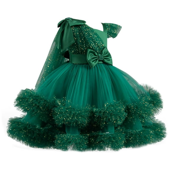 Tutu Dress for Girls Tulle Princess Birthday Party Prom Outfit Toddler Girls Sneaker Ball Gown Dress Green 7-8 Years