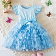 thumbnail image 1 of Tutu-Dresses for Girls Size 1-6 Ruffle Sleeve Toddlers Kids Cute High Waisted A-Line Solid Floral Crewneck Birthday Party Dress, 1 of 8