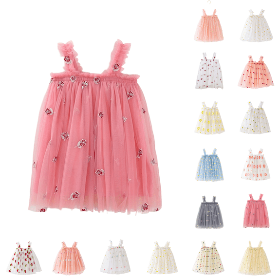 Tutu Dresses for Girls Sleeveless Tulle Fairy Layered Birthday Dress A ...