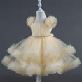 thumbnail image 1 of Tutu-Dresses for Little Girls 1-7 Years Layered-Tulle Toddlers Kids Formal Ruffle Sleeve A-Line Solid Birthday Evening Party Prom Dress, 1 of 6