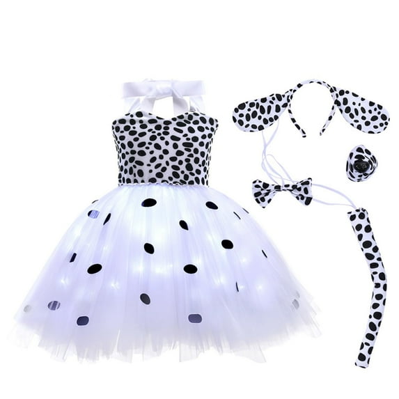 Tutu Dresses for Toddler Girls 5th Birthday Flower Girl Dress Dalmatian Kids, Girls Shirt Tutu Outfit Ears Headband Socks Accessories