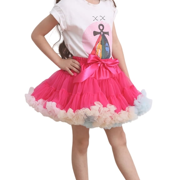 Tutu For Girls Puffy Tulle Princess Ballet Dance Pettiskirts Underskirt Carnival Holiday Dresses Layered Party Dress Casual Outfit Tutu Dress For Girls Hot Pink 6-10 Years
