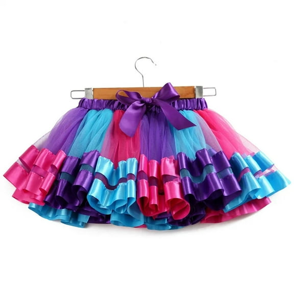 Tutu Skirt Girls Colorful Rainbow Tulle Skirt Princess Mini Dress Clothing