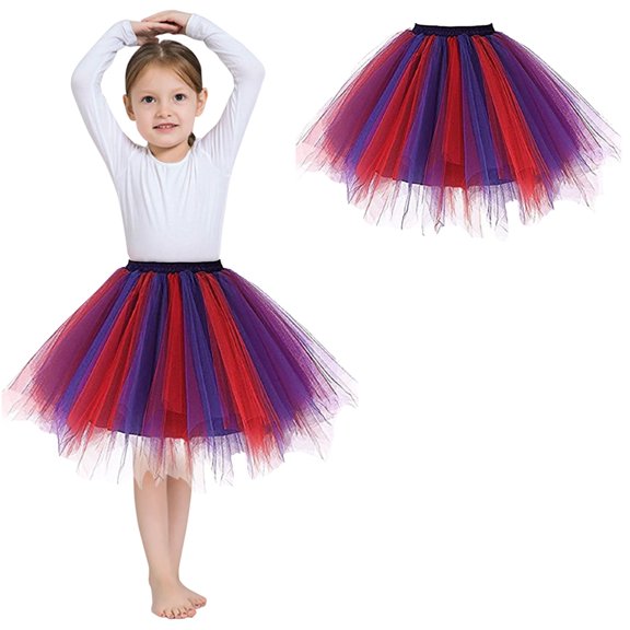 Tutu Skirt for Girls Layered Red Tutu Elastic Waist Girls Ballet Tutu Skirts Birthday Dress 6-10 Years