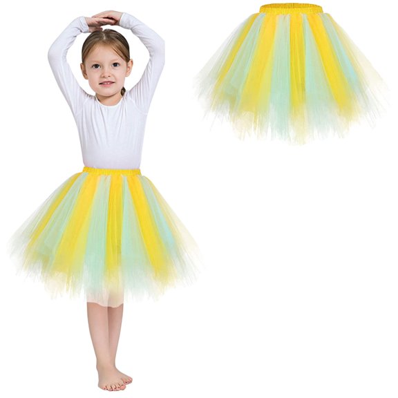 Tutu Skirt for Girls Layered Yellow Tutu Elastic Waist Tutu Ballet Skirts Summer Princess Party Dress 6-10 Years