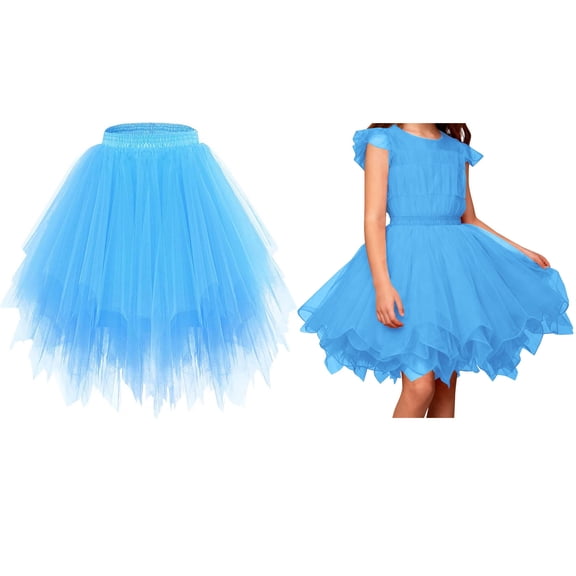 Tutu Skirt for Girls Layers Blue Tutu Elastic Waist Girls Ballet Tutu Summer Princess Party Dress