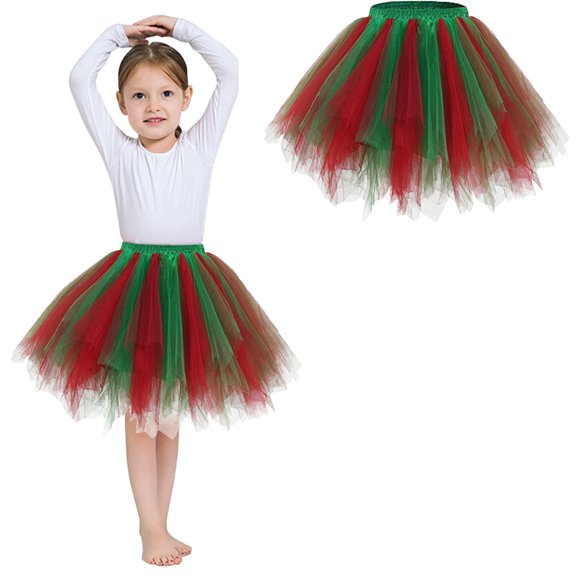 Tutu Skirt for Girls Layers Green Tutu Elastic Waist Kids Ballet Skirt Birthday Party Dresses 6-10 Years