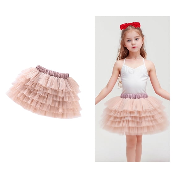 Tutu Skirt for Girls Layers Khaki Tutu Elastic Waist Tulle Ballet Skirts Birthday Dresses 4-5 Years