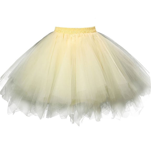 Tutu Skirt for Kids Girls Layered Yellow Tutu Elastic Waist Princess Ballet Dress Birthday Party Dresses