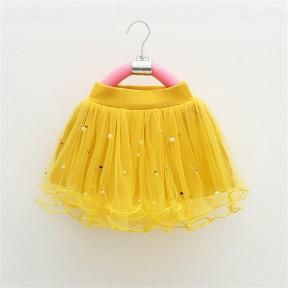 Tutu Skirt for Teen Girls Layered Yellow Tutu Pearl Studded Skirt Elastic Waist Ballet Tutu Skirts Summer Princess Party Dress 11-12 Years