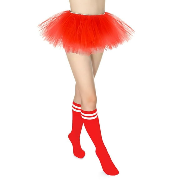 Tutu Skirts And Socks for Women Adults Fluffy Dance Ballet Bubble Skirt Puffy Elastic Tulle Short Skirts Halloween Christmas Costume