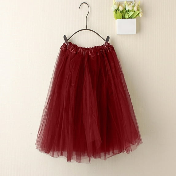 Tutu-Skirts for Teens Girls 4-14 Kids Lightweight Tulle Elastic High Waisted Tiered Solid Color Ballet Dance Layered Skirt